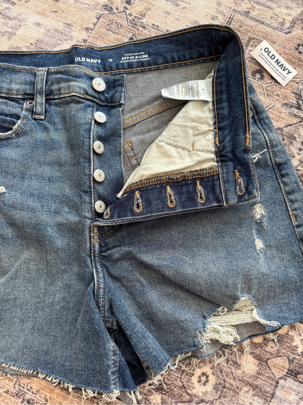 Higher High-Waisted Button-Fly Ripped Cut-Off Jean Shorts - Picture 4 of 6
